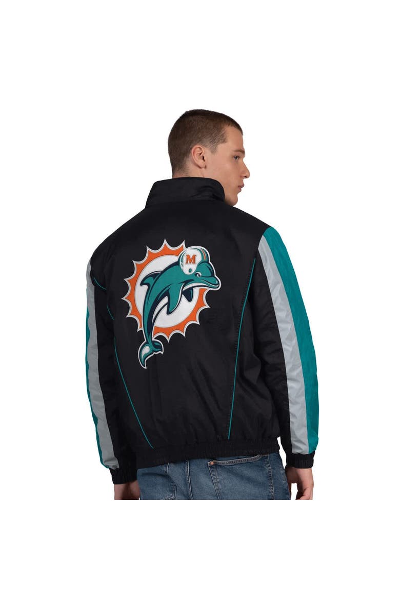 Men's Starter Black Miami Dolphins Thursday Night Gridiron Vintage Logo Half-Zip Jacket, Alternate, color, Black