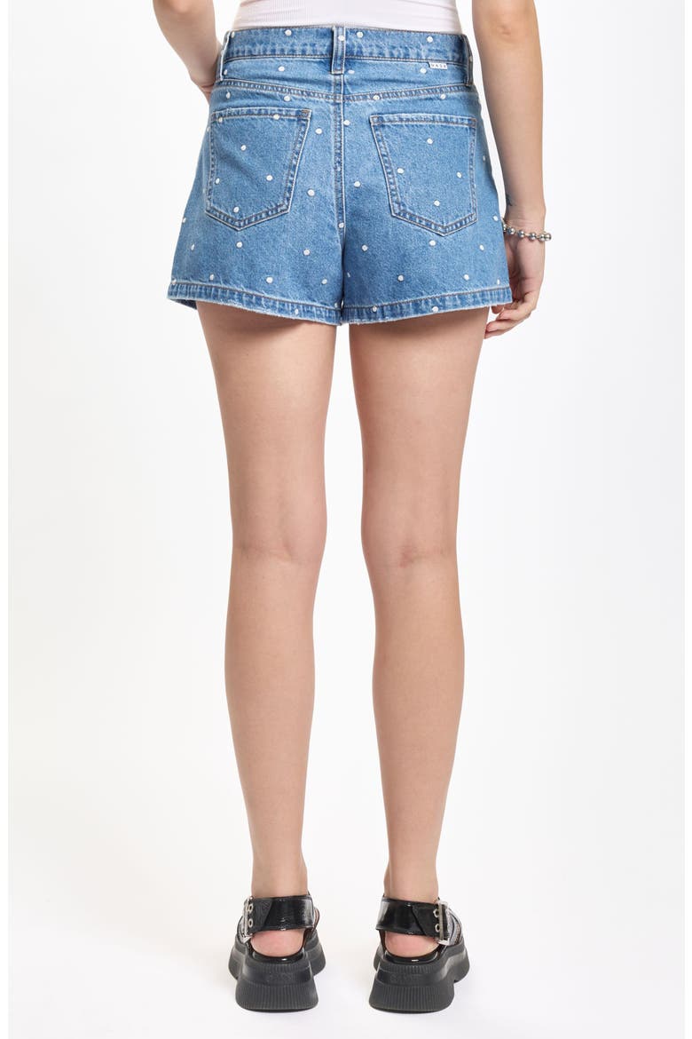 The Knockout Polka Dot High Waist Denim Shorts, Alternate, color, FULL CIRCLE