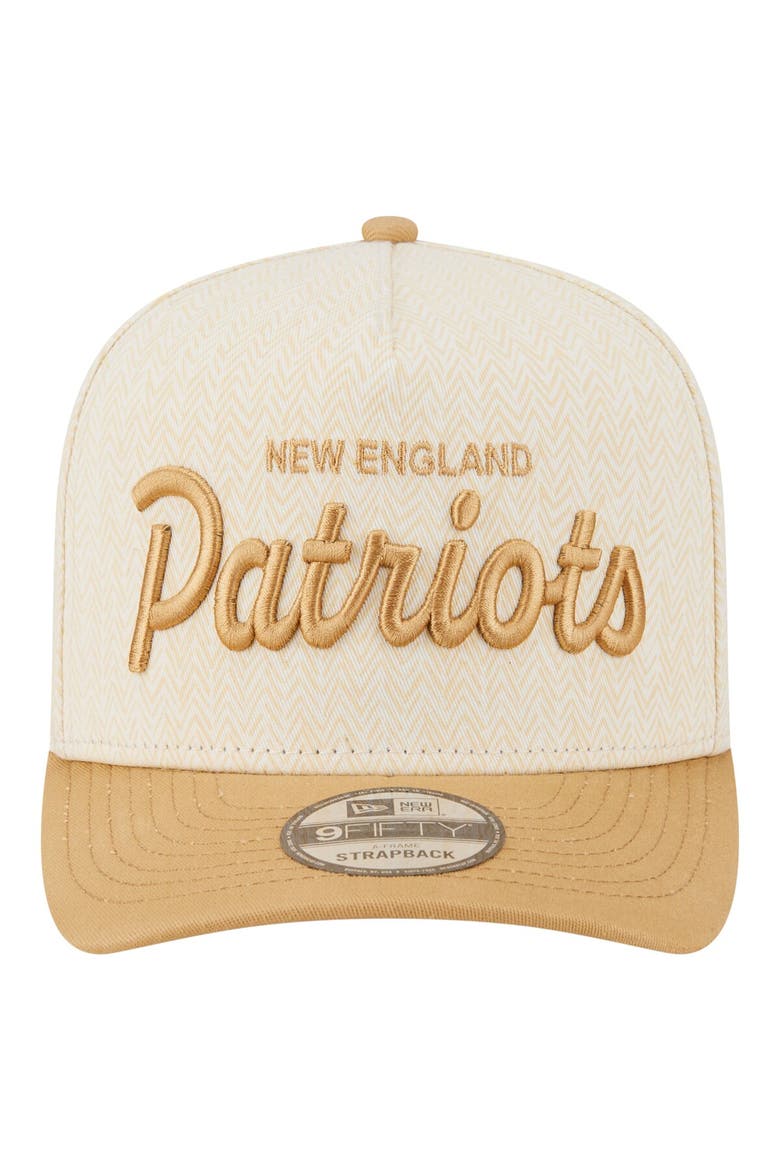 Men's New Era  Cream New England Patriots Herringbone 9FIFTY A-Frame Snapback Hat, Alternate, color, Cream
