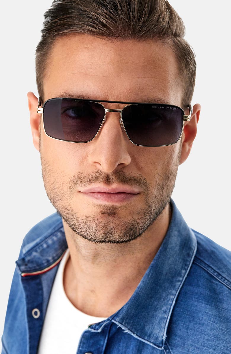 Marc Jacobs 59mm Gradient Rectangular Aviator Sunglasses, Alternate, color,