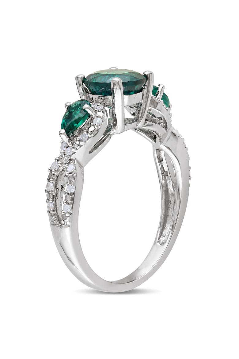 Gemstone & Diamond 3-Stone Ring, Alternate, color, Lab-Created Emerald