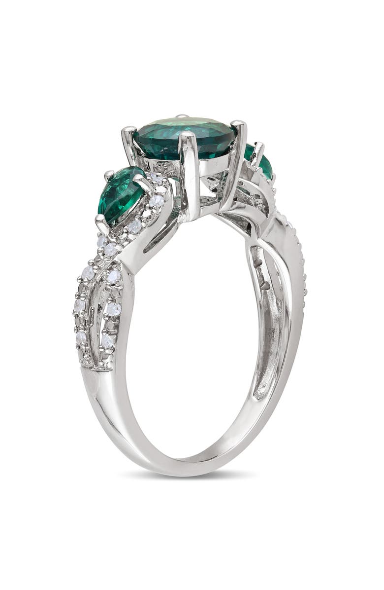 Julianna B. Gemstone & Diamond 3-Stone Ring, Alternate, color, Lab-Created Emerald