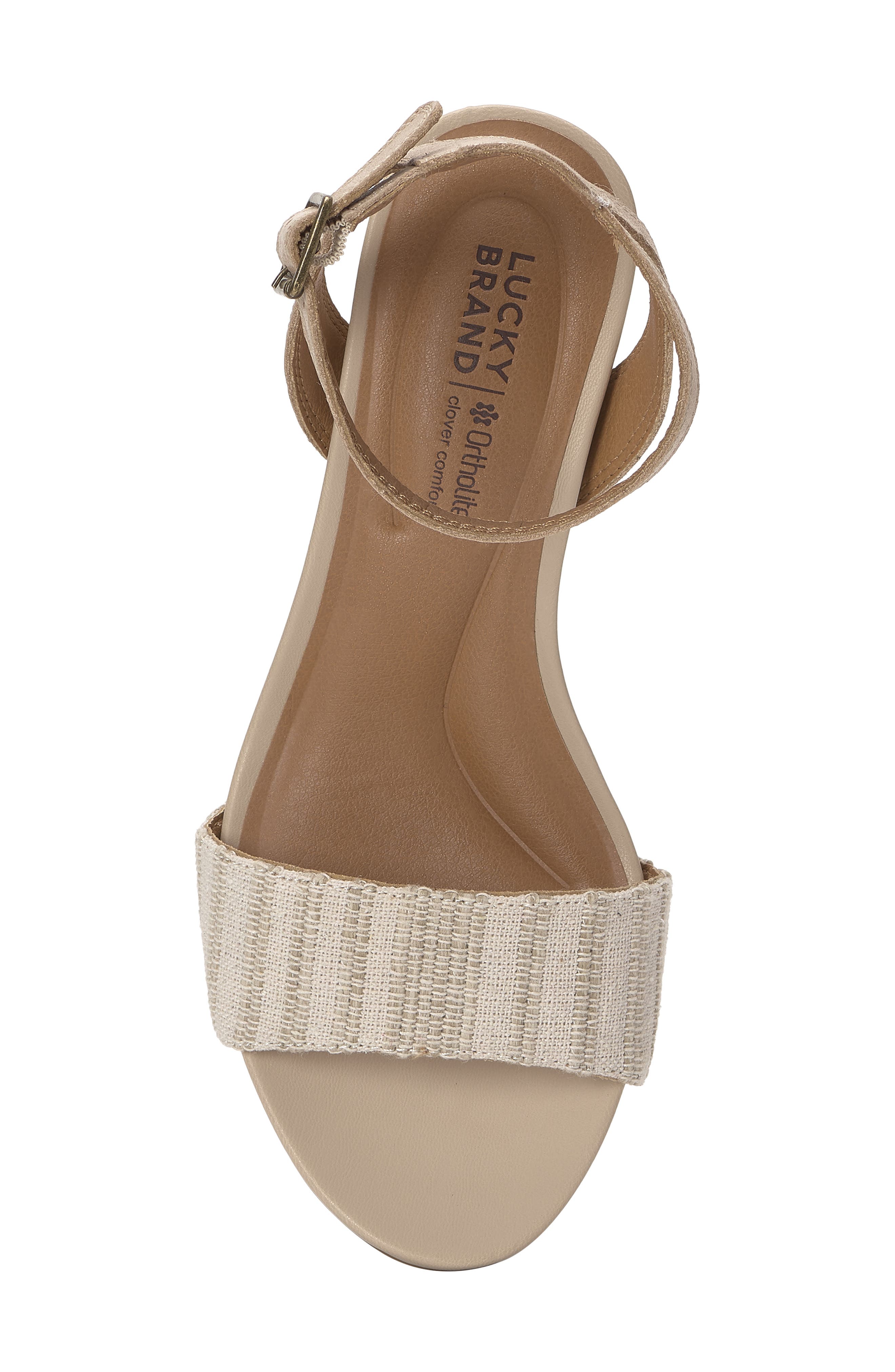 Lucky Brand Lynda Ankle Strap Platform Wedge Sandal, Alternate, color, Natural Multi