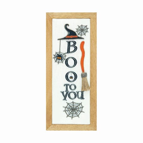 Boo Framed Canvas Halloween Decorative Wall Decor 6" x 14"