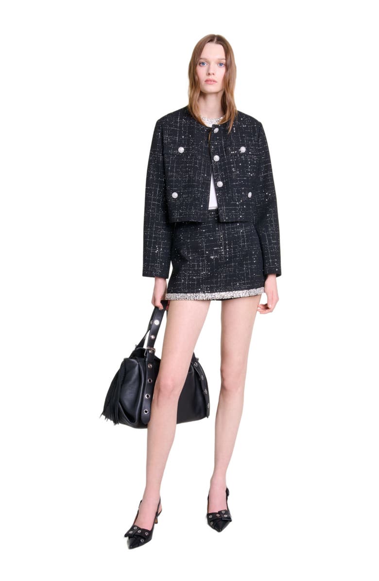 maje Short tweed jacket, Main, color, 