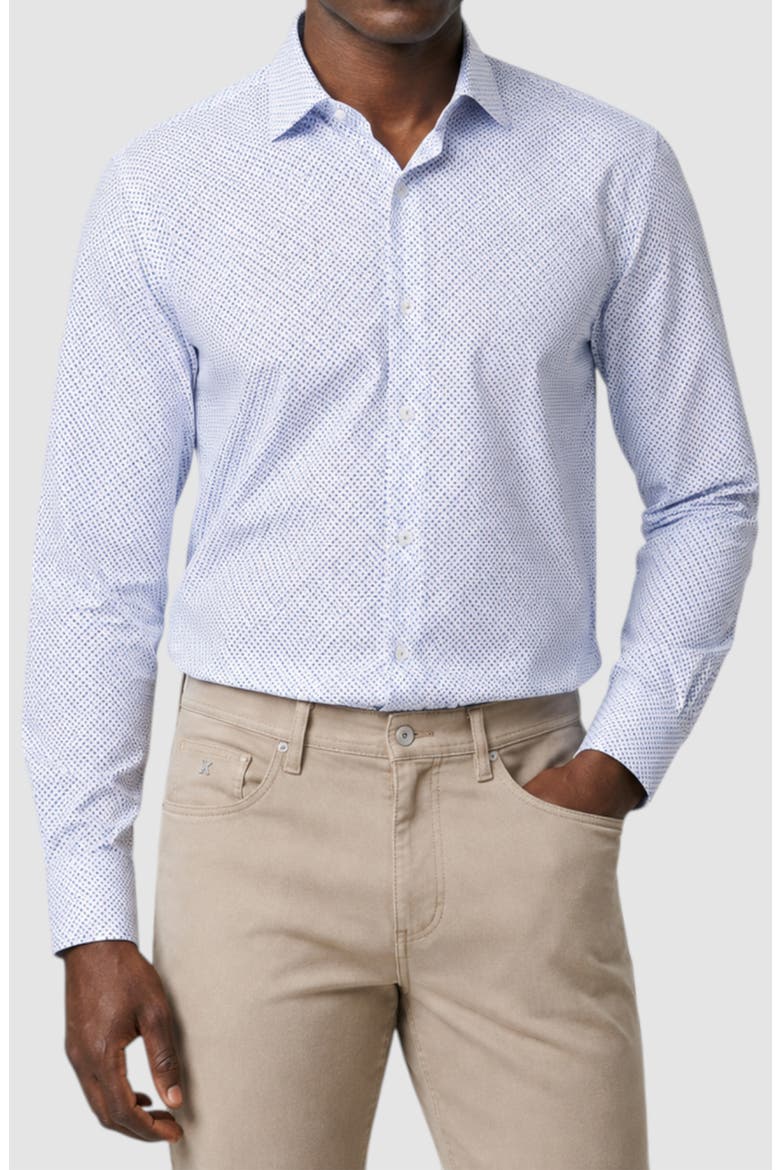 Diamond Microprint Cotton Shirt, Main, color, LAKE