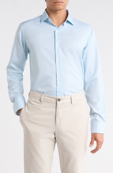 Slim Fit Grid Print Dress Shirt