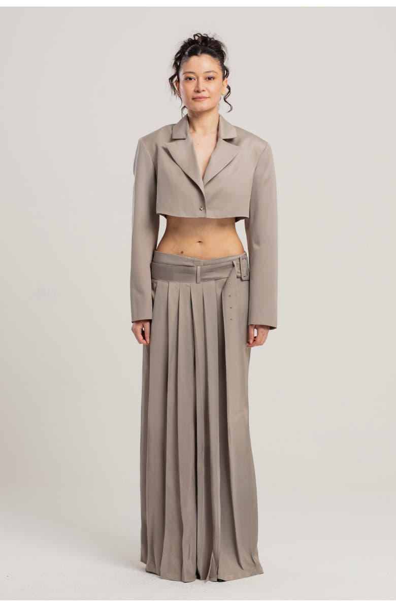 PCFG Linen Blend Shiny Woven Skirt, Alternate, color, Beige