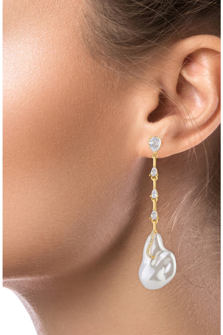 Faux Pearl Drop Earrings (Nordstrom Exclusive), Alternate, color, WHITE/ GOLD