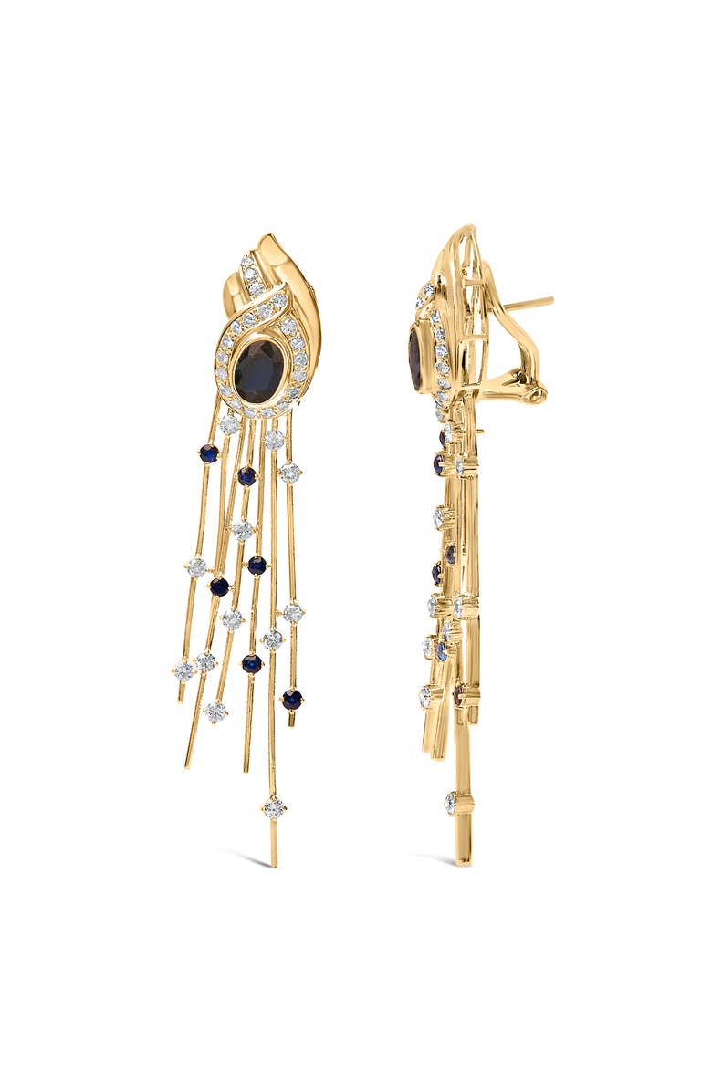 Haus of Brilliance 14K Yellow Gold 1.0 Cttw Diamond and Blue Sapphire Chandelier Earrings, Alternate, color, Yellow