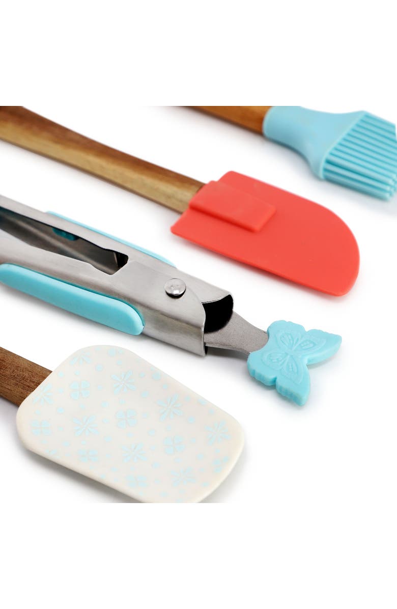 Gibson Home General Store 7 Piece Acacia Wood and Silicone Mini Kitchen Tool Set, Alternate, color, Multi