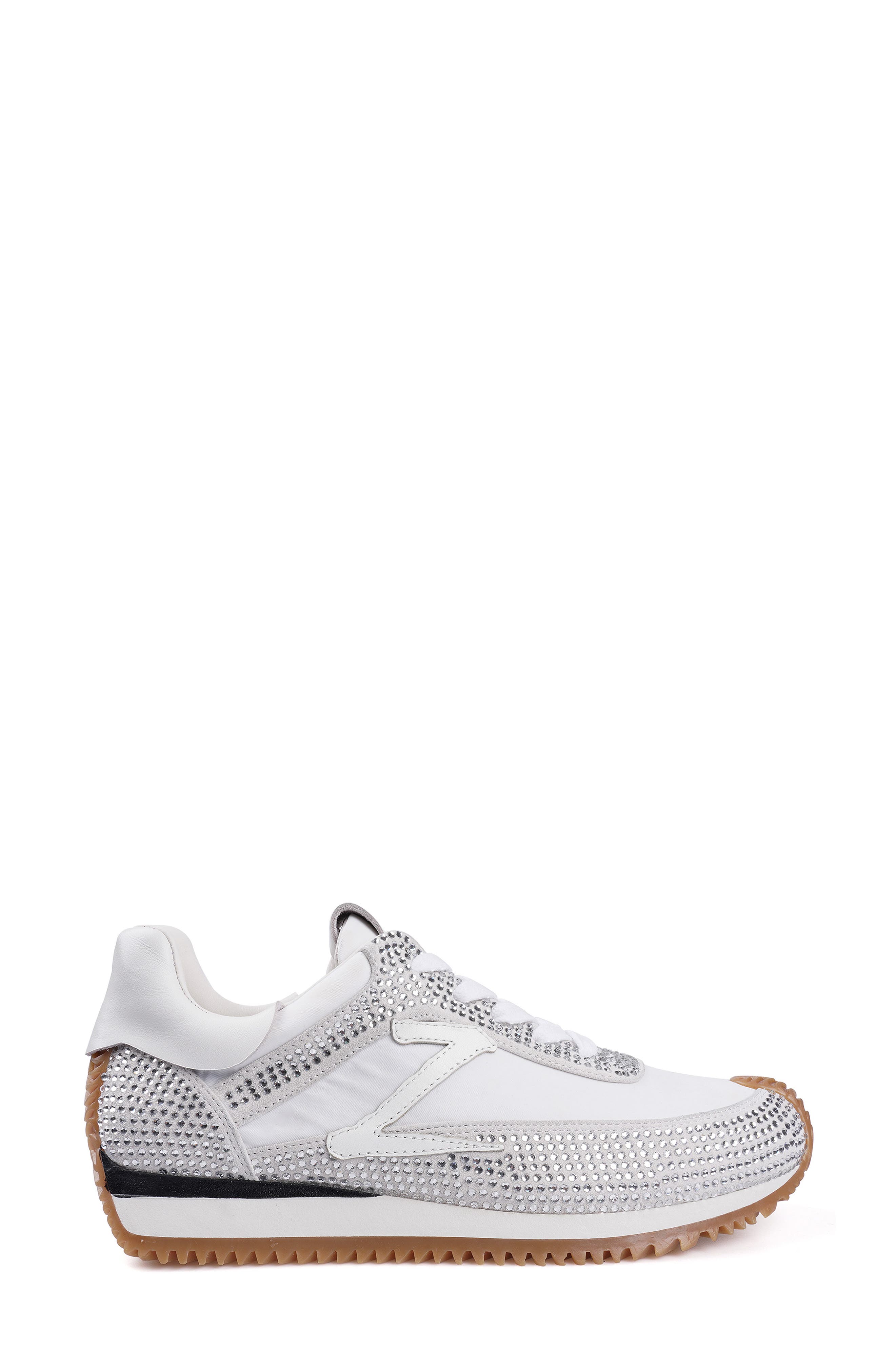 Freya Rhinestone Sneaker, Alternate, color, WHITE SUEDE