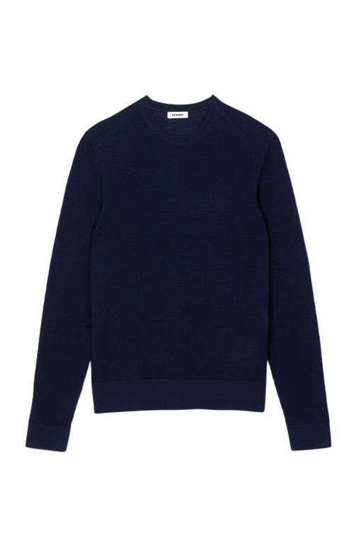 Sandro Textured Crewneck Sweater In Navy Blue