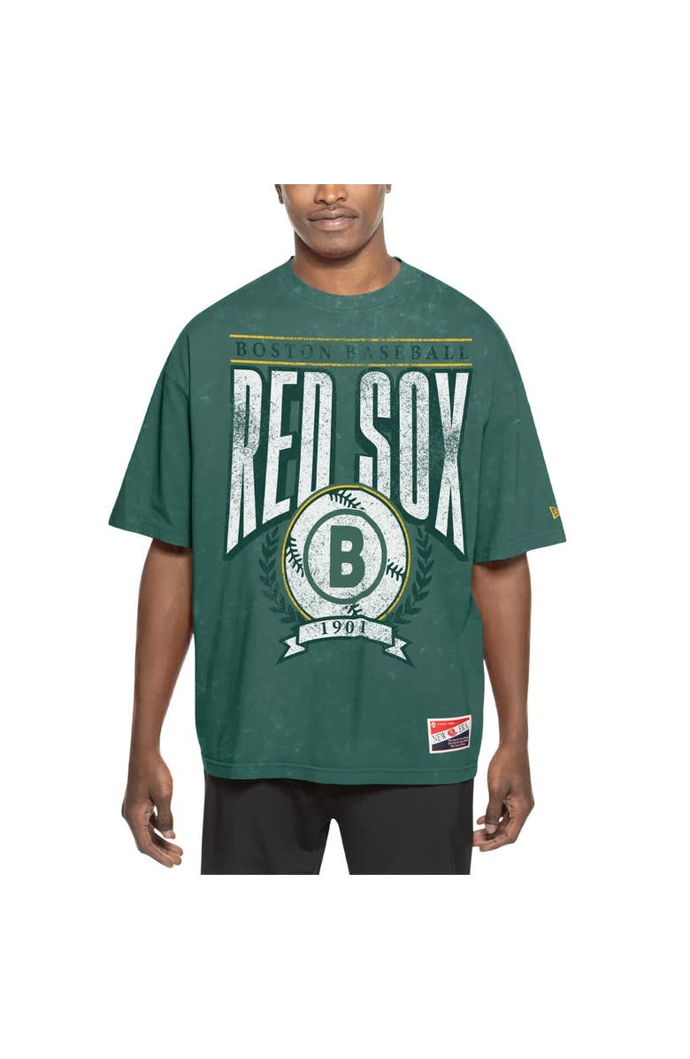 New Era Men's New Era Green Boston Red Sox 2025 City Connect Enzyme Wash Oversized T-Shirt, Alternate, color,