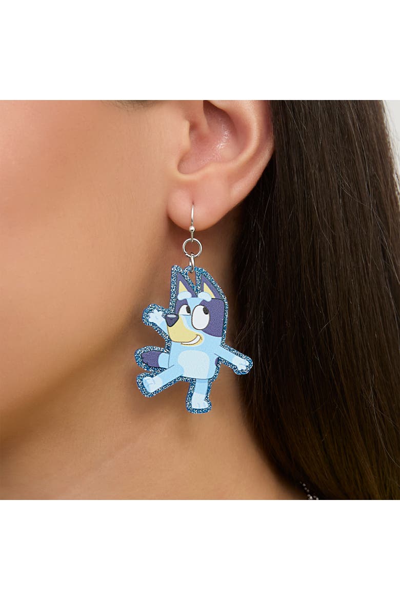 Lightweight Drop Earrings with Character Silhouettes, Alternate, color, Blue