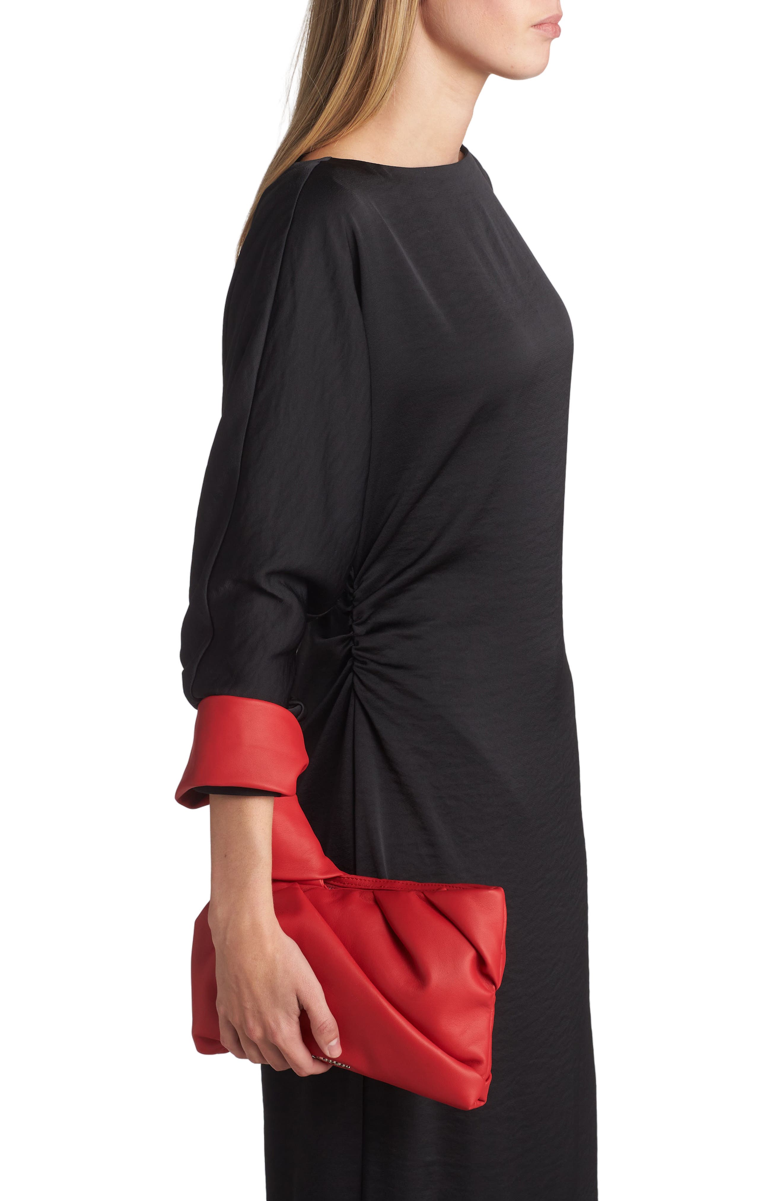 Ambush Nejiri Pleated Leather Wristlet, Alternate, color, 