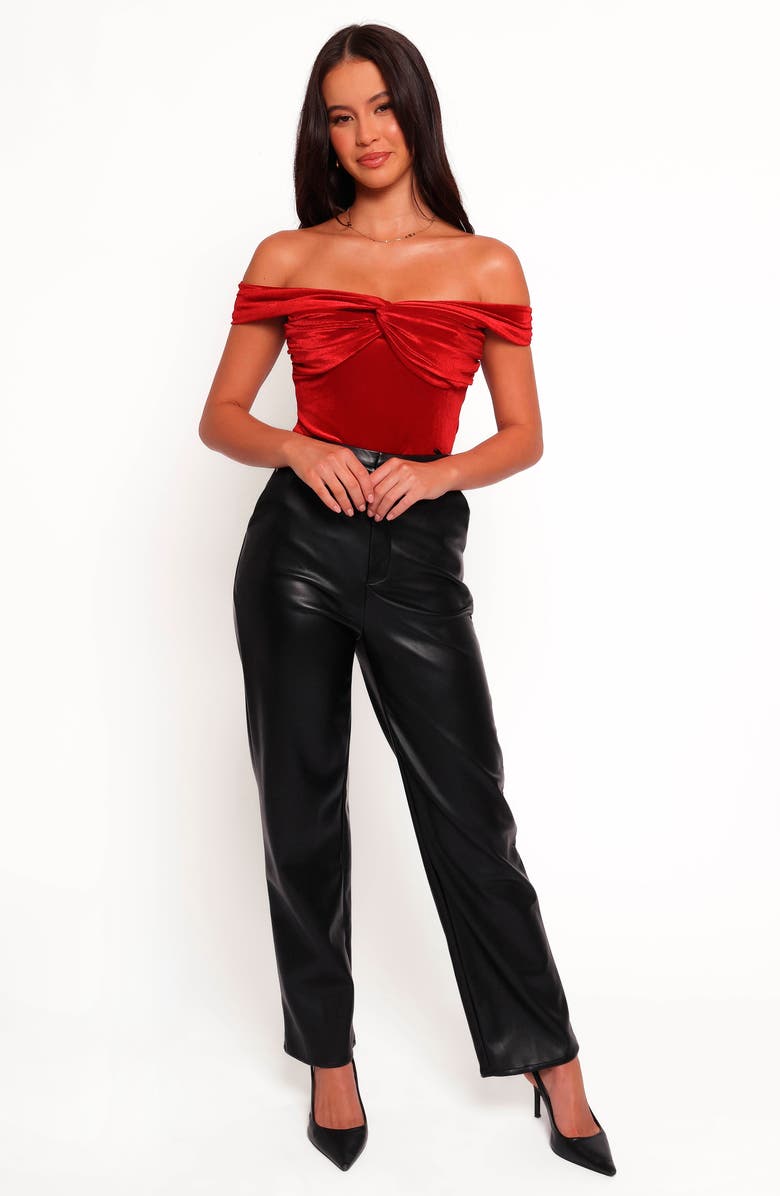Petal & Pup Rita Off the Shoulder Velvet Top, Alternate, color, Red