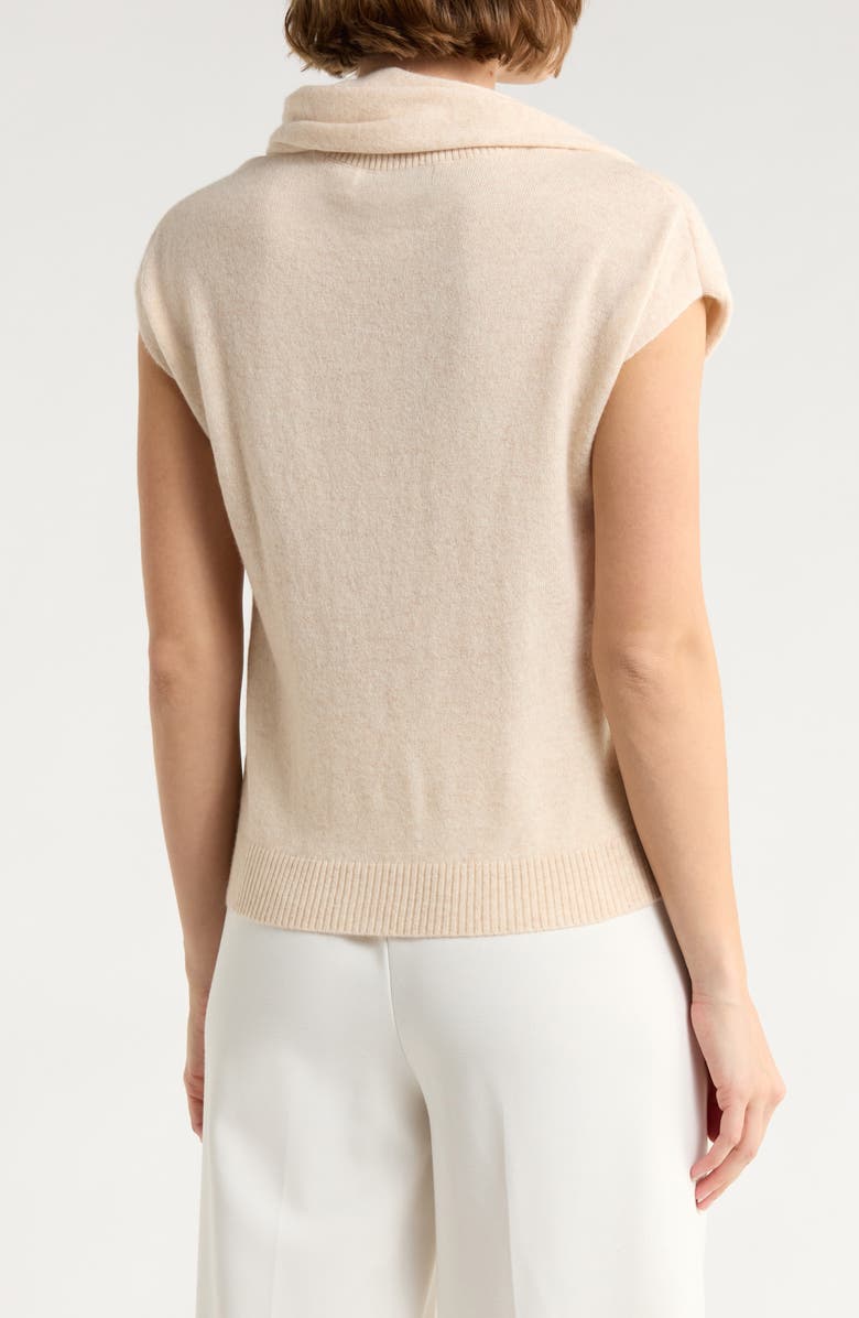 Magaschoni Cashmere Scarf Short Sleeve Sweater, Alternate, color, Creamy Heather