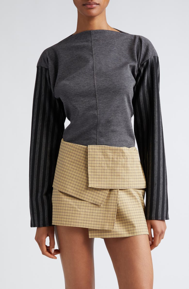 SC103 Anchor Stripe Long Sleeve Boatneck Knit Top, Main, color, 