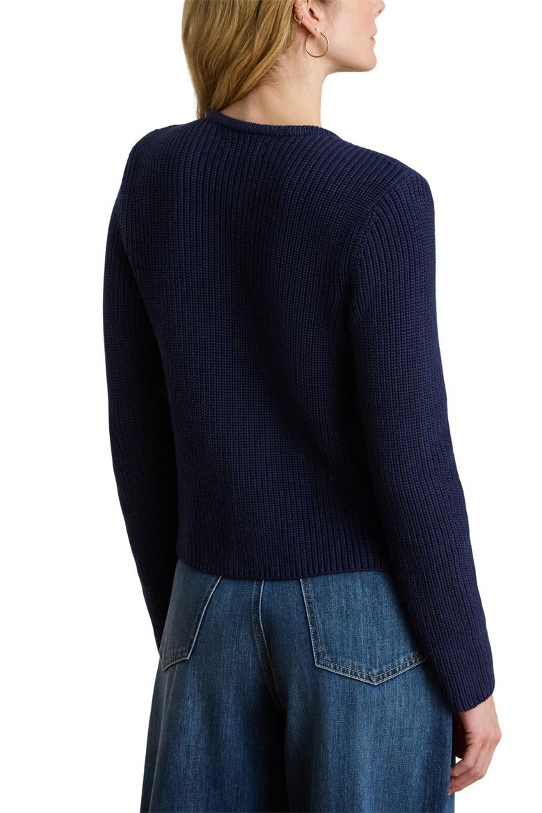 Double Breasted Combed Cotton Cardigan, Alternate, color, REFINED NAVY BLUE