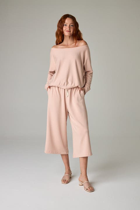 Baikal Eco-Luxe Fleece Off-Shoulder Crop Top - Cloud-Soft Comfort