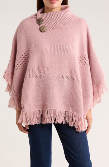 Nanette Lepore Diamond Eyelet Weave Poncho In Pink