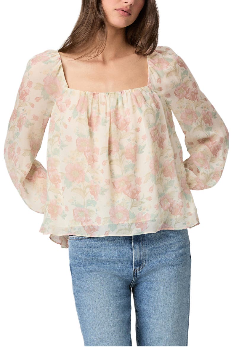 Lucila Floral Silk Top, Main, color, BONE MULTI
