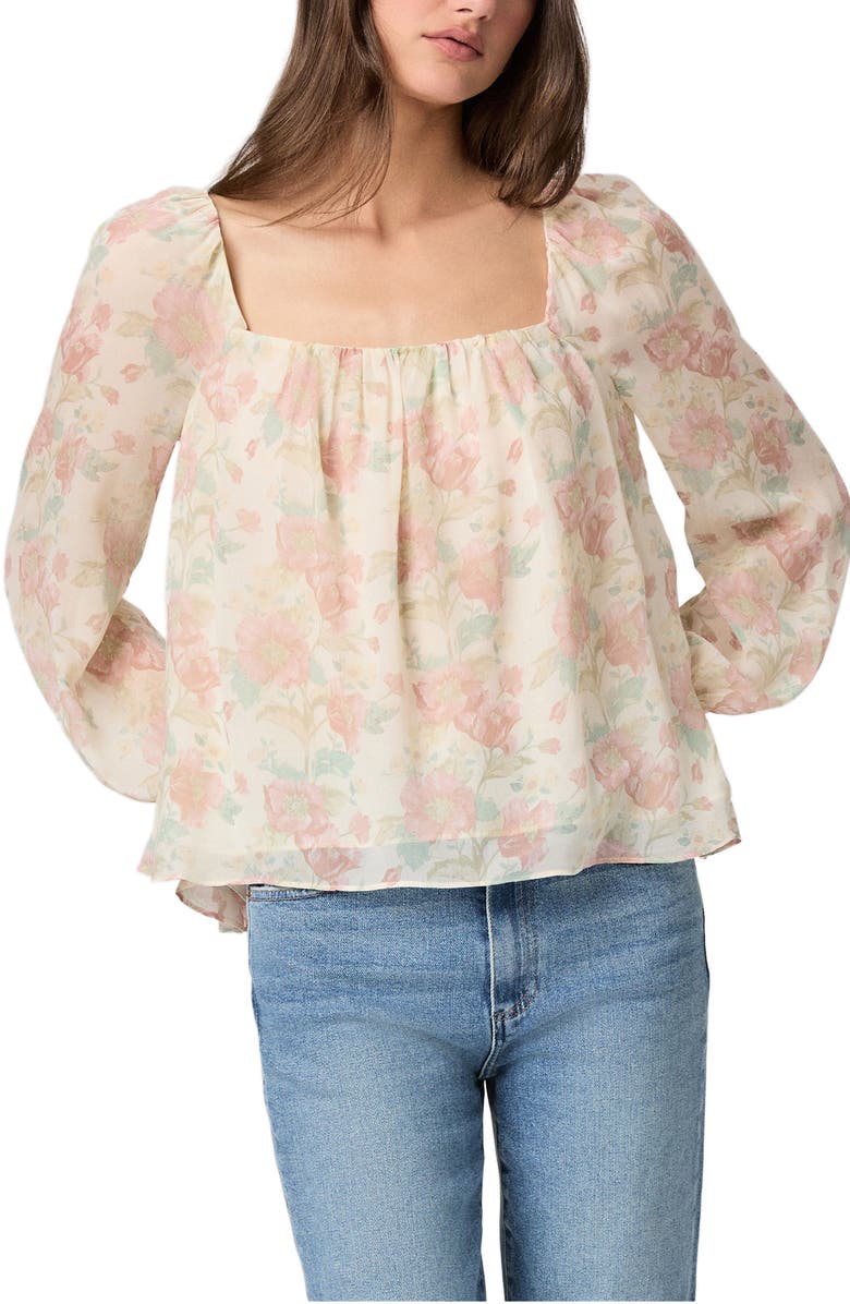 PAIGE Lucila Floral Silk Top, Main, color, Bone Multi