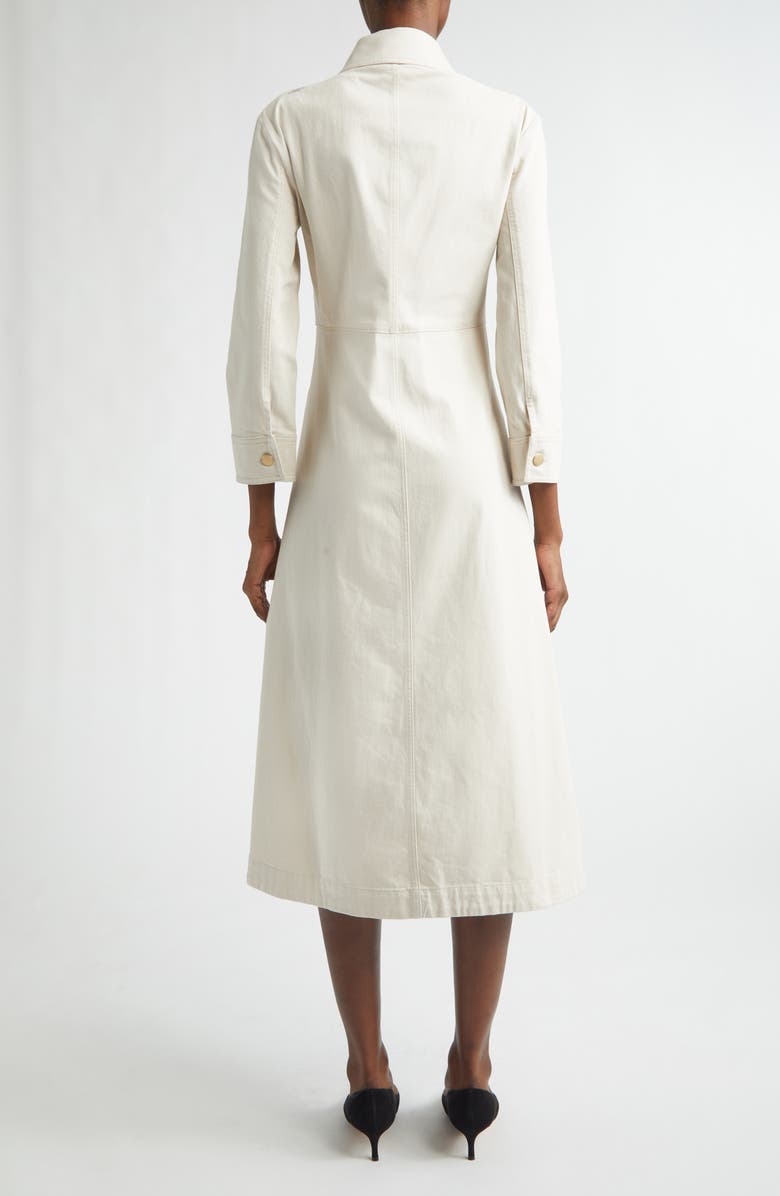 Max Mara Amelia Long Sleeve Stretch Cotton Shirtdress, Alternate, color, Sand