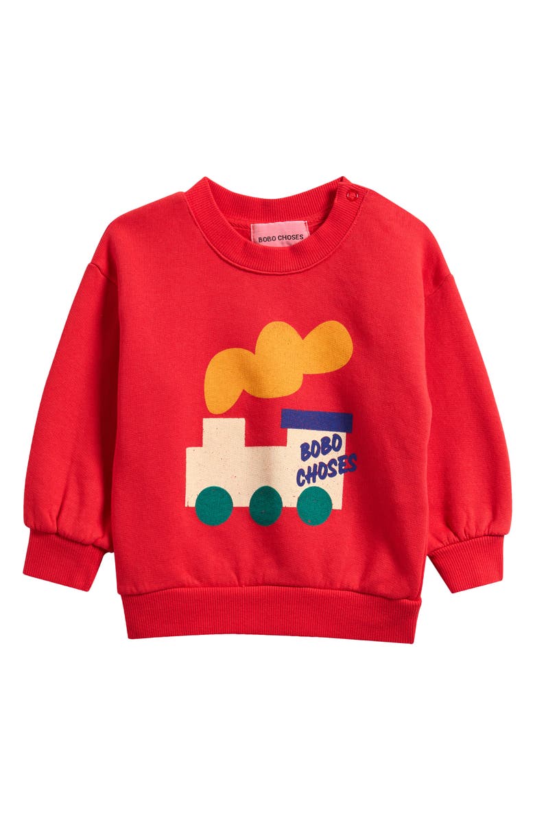 Bobo Choses Choo Choo Cotton Sweatshirt, Main, color, Red