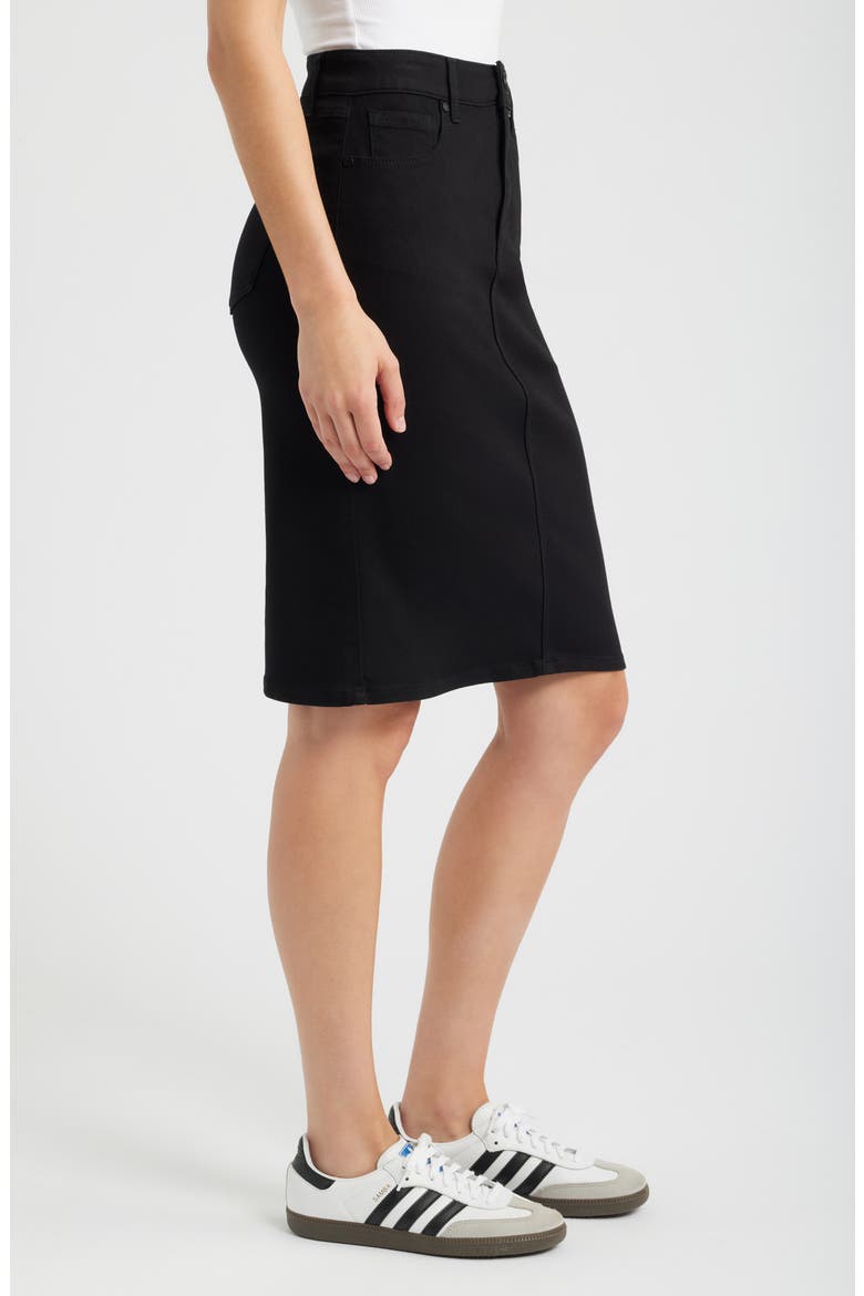 High Waist Denim Skirt, Alternate, color, BLACK