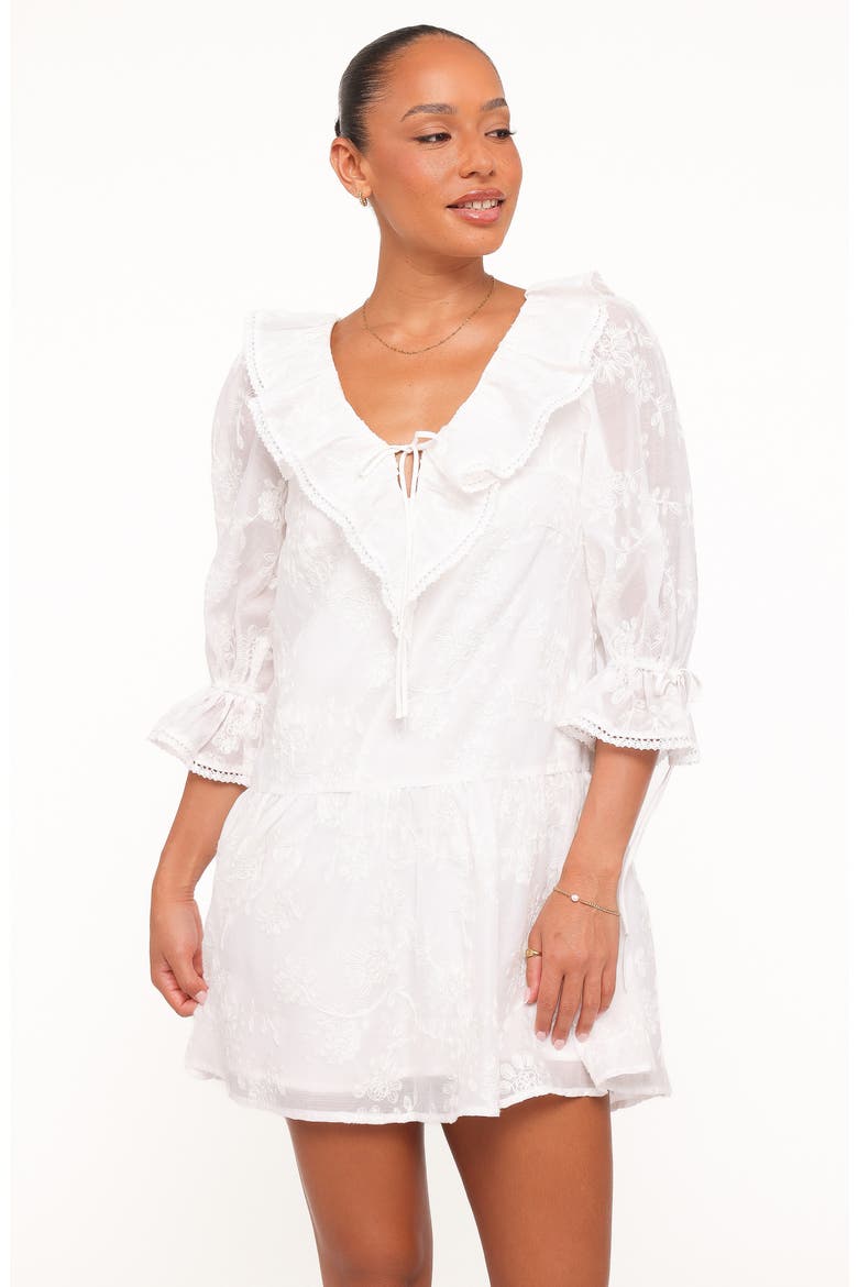 Frenchy Embroidered Floral Minidress, Alternate, color, WHITE