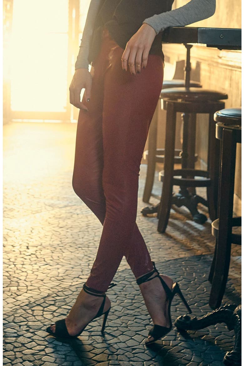 'Leatherette' Faux Leather Leggings, Alternate, color, SANGRIA
