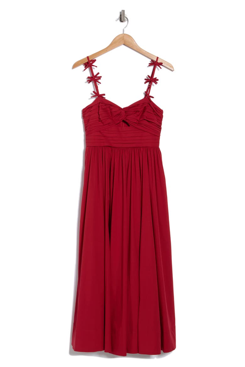 Agnes Bow Strap Pleated Fit & Flare Dress, Alternate, color, CHERRY ROSE
