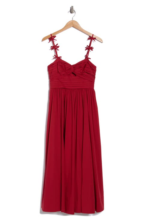Agnes Bow Strap Pleated Fit & Flare Dress