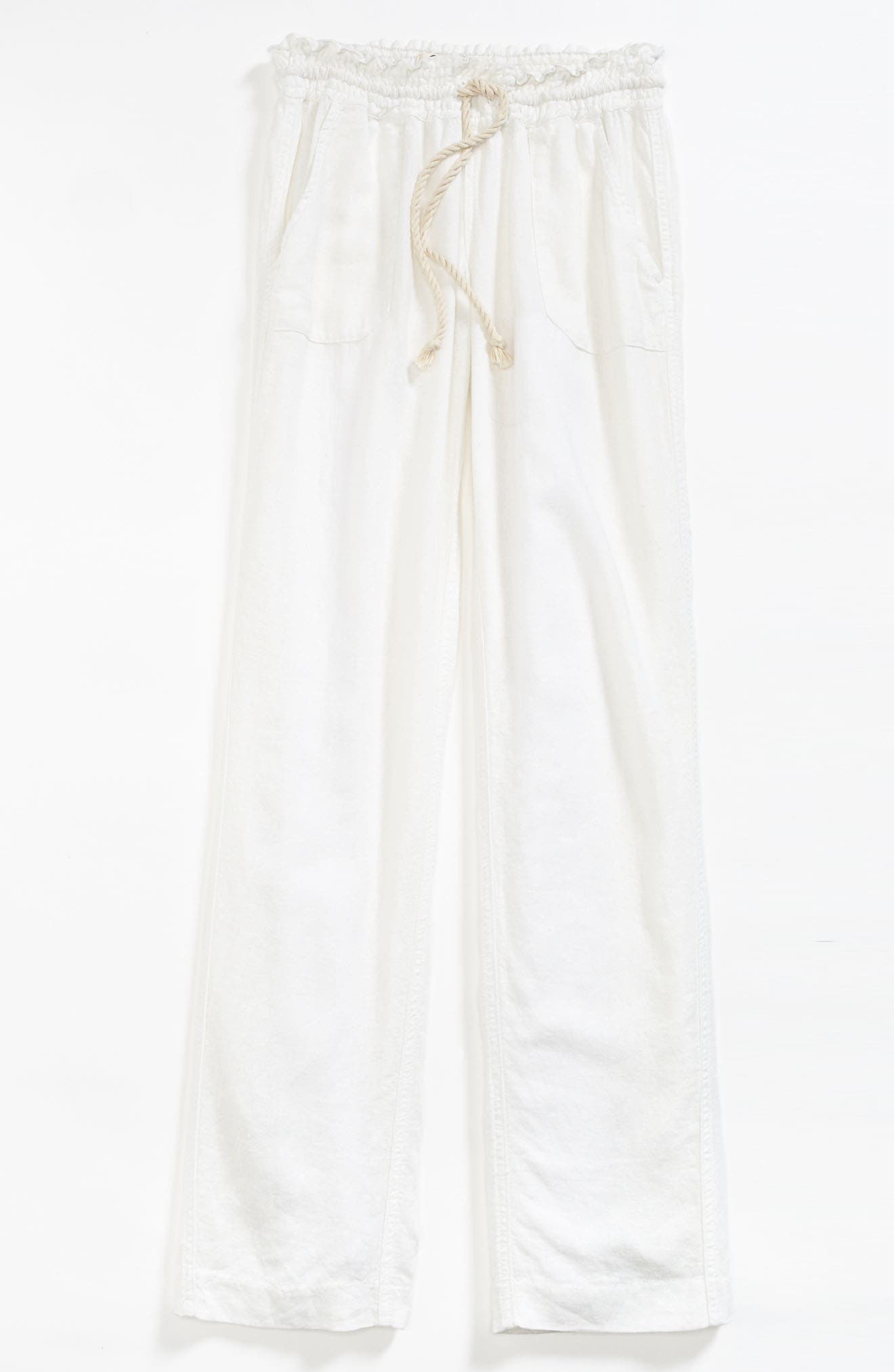 Roxy Oceanside Linen Blend Beach Pants in White Sea Salt at Nordstrom, Size X-Large