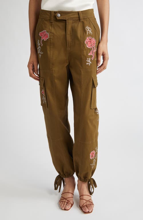 Cinq À Sept Desert Rose Zola Embrodiered Cargo Pants In Multi