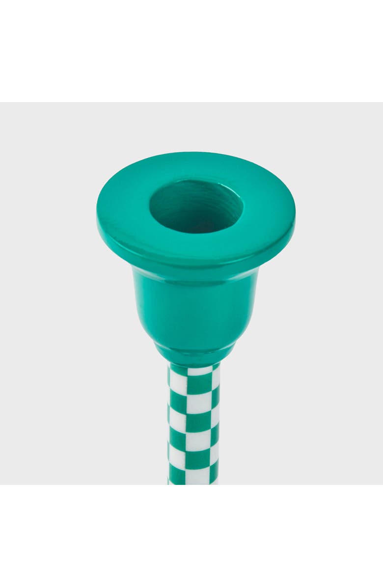 Mela Artisans Jade Mint Checkered Candlesticks, Alternate, color, Jade Mint - 9"