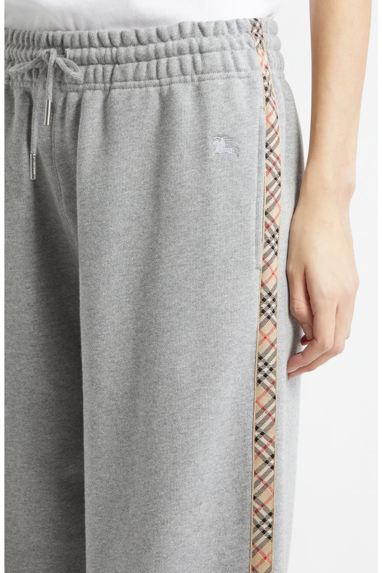 Jodie Check Tape French Terry Sweatpants, Alternate, color, PALE GREY MELANGE