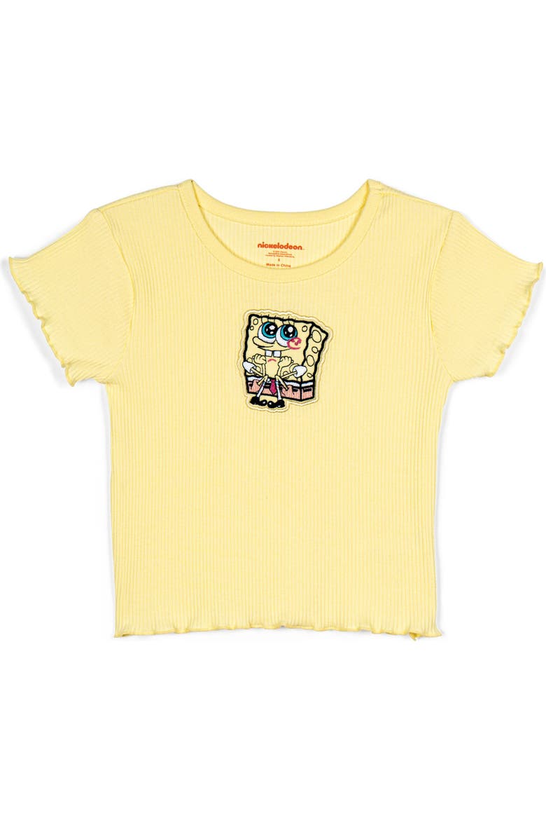 T-Shirt and Ribbed Shorts Set, Alternate, color, Yellow Pink SpongeBob