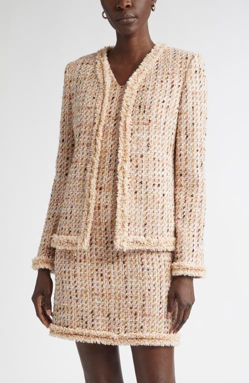 St John St. John Collection Susan Fringe Trim Metallic Tweed Jacket
