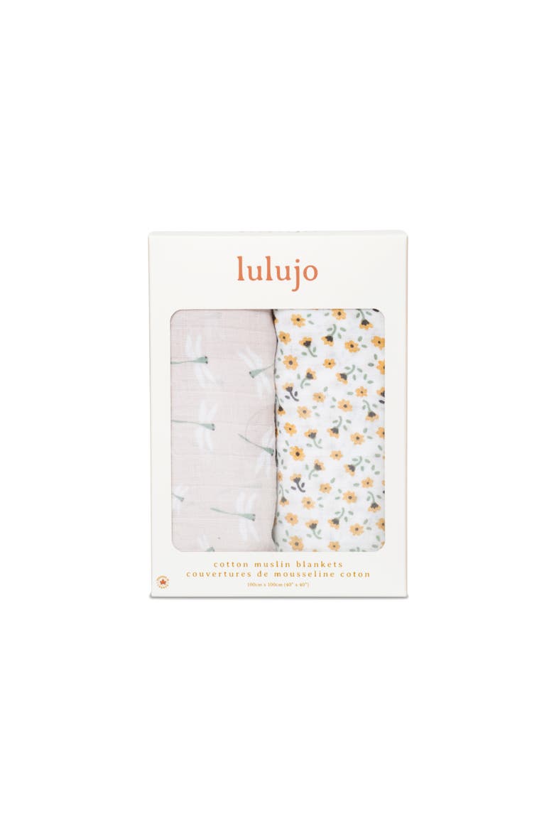 Cotton Muslin Swaddles 2 Pack, Alternate, color, Vintage Floral/Dragonfly