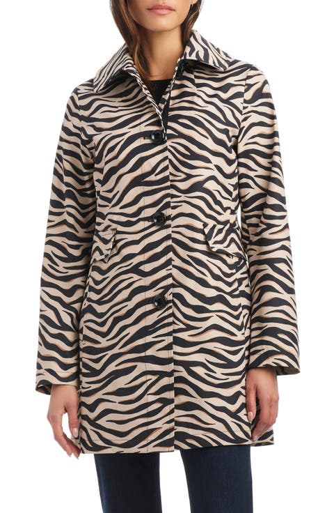 hooded water resistant a-line trench coat