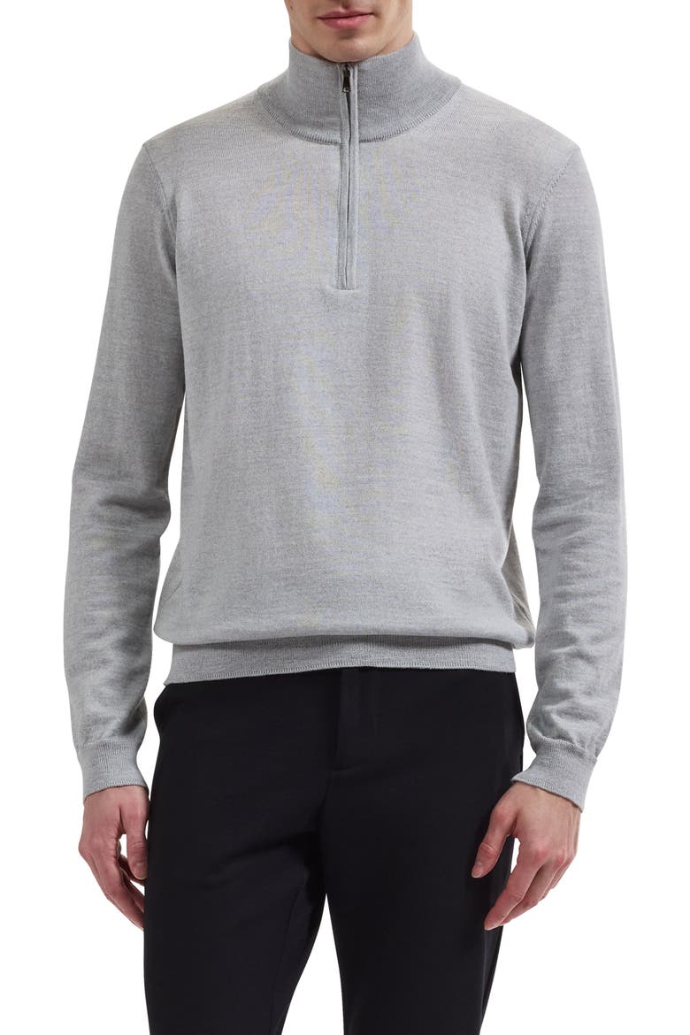 Fred Quarter Zip Merino Wool Sweater, Main, color, PLATINUM