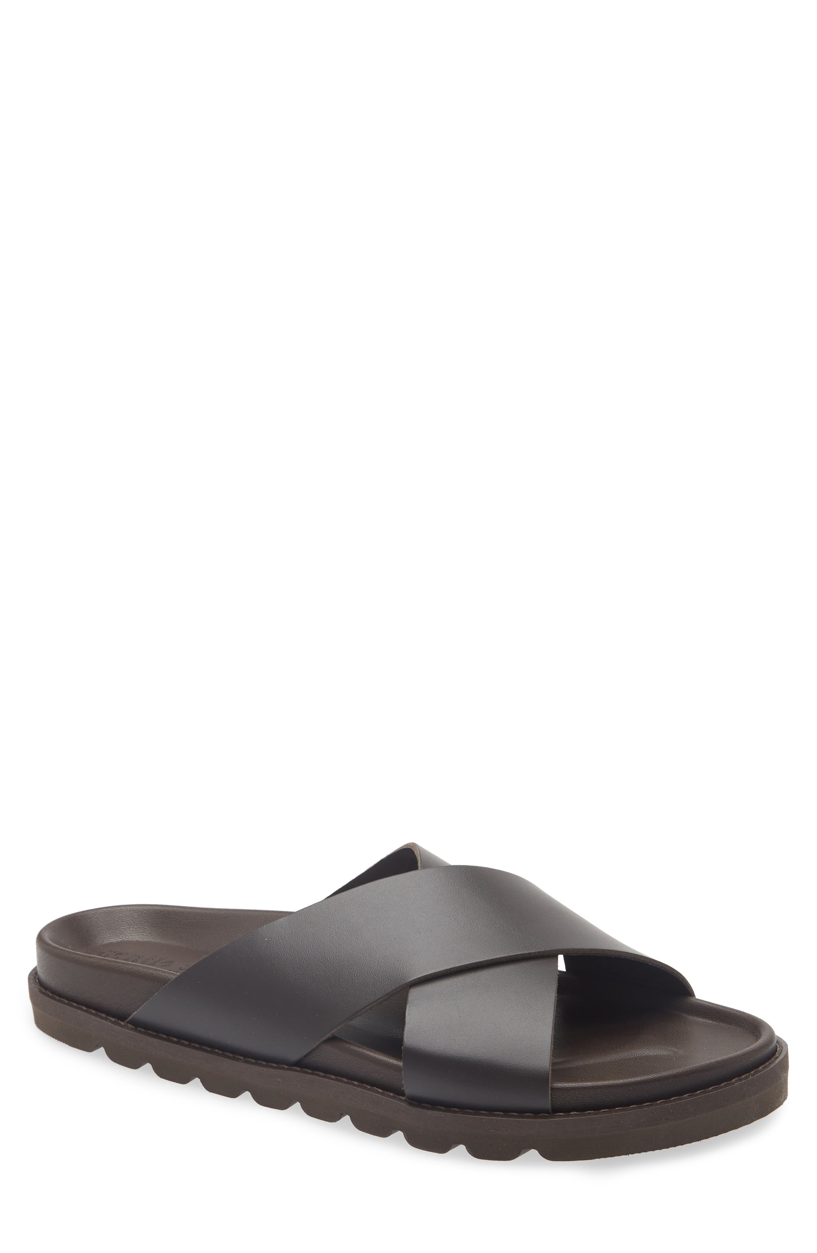 Braga Cross Strap Slide Sandal, Main, color, BROWN