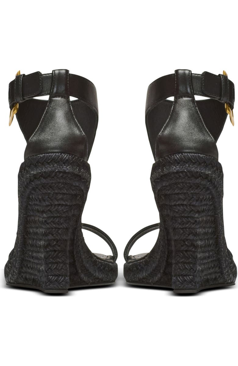 Balmain Anthem wedge lambskin espadrilles, Alternate, color, Black