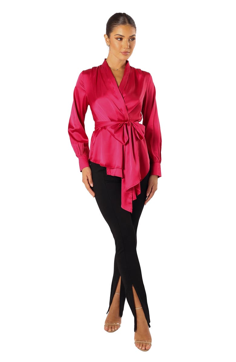 Petal & Pup Aydin Satin Wrap Top, Alternate, color, Magenta