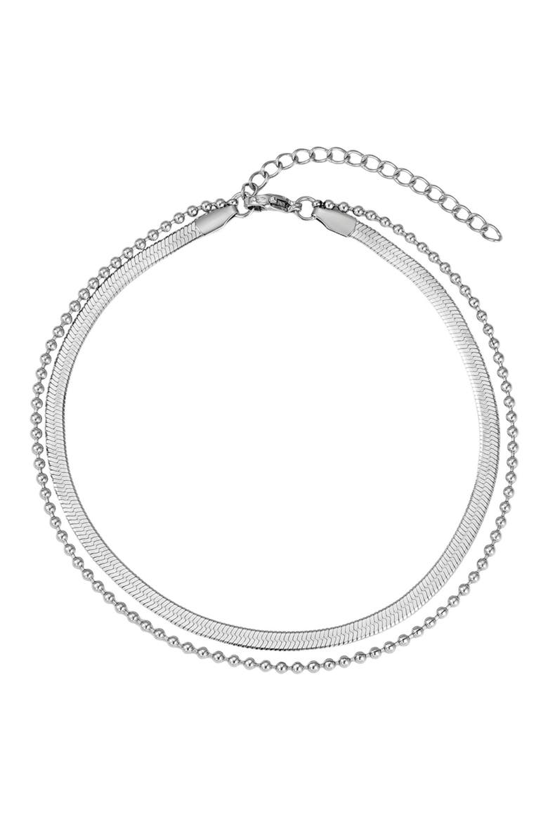 Double Chain Anklet, Main, color, SILVER