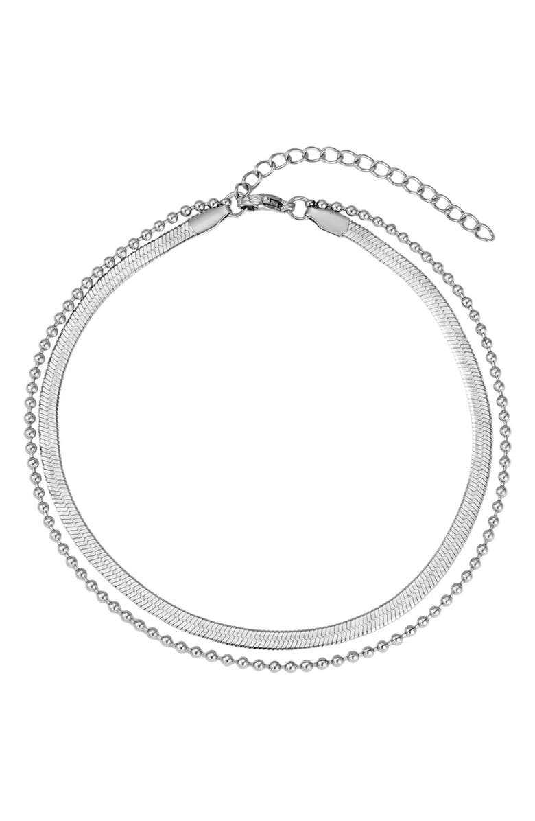 Adornia Double Chain Anklet, Main, color, Silver