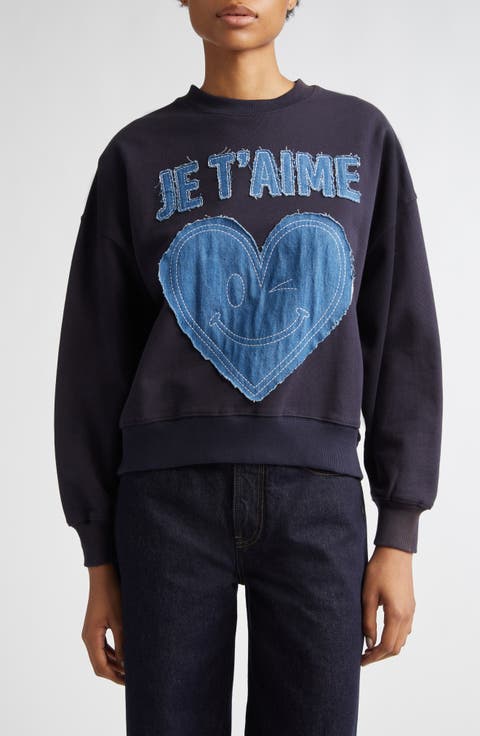 Je T'aime Appliqué Cotton Sweatshirt